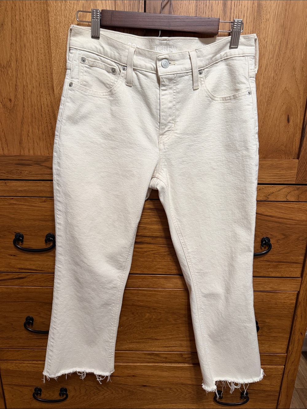 J. Crew Off-White 9" Boot Crop Jeans with Raw Hem